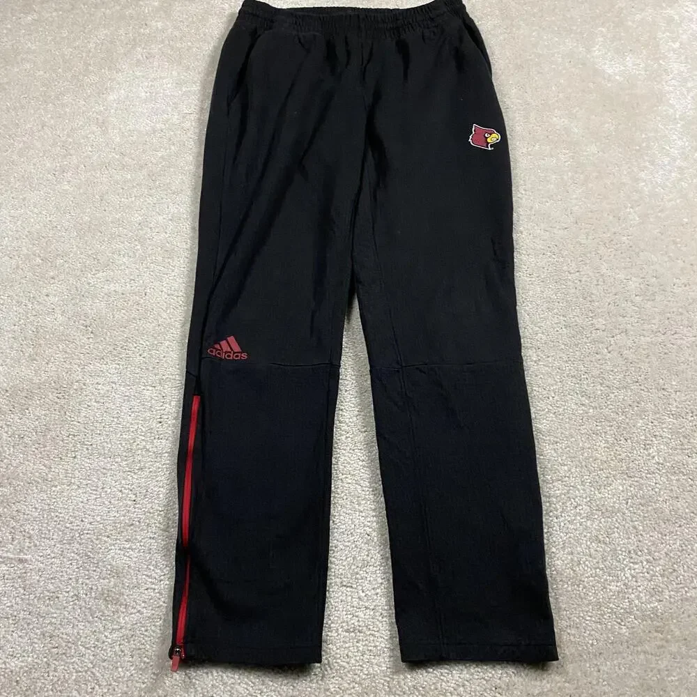 Louisville Cardinals Pants Mens M Black NCAA Basketball Adidas Warm Up Sweatpant